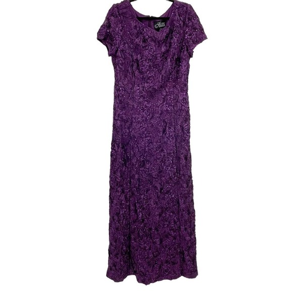 Alex Evenings Embellished Lace A-Line Evening Gown in Eggplant Size 16 NWT - Picture 6 of 9